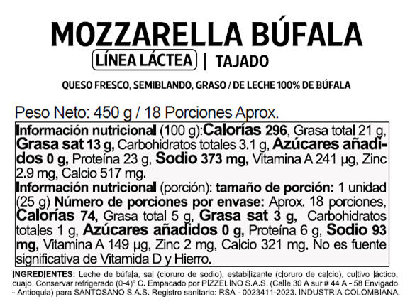 Mozzarella 100% Búfala x 450 g Tajado - Image 4