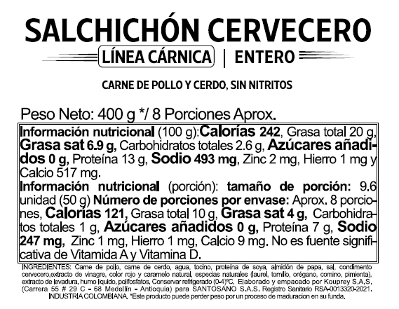 Salchichón Cervecero Entero x 400 g - Image 3