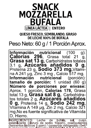 Snack Mozzarella 100% Búfala x 60 g - Image 3