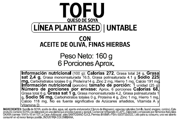Tofu Untable Finas Hierbas x 160 g - Image 3