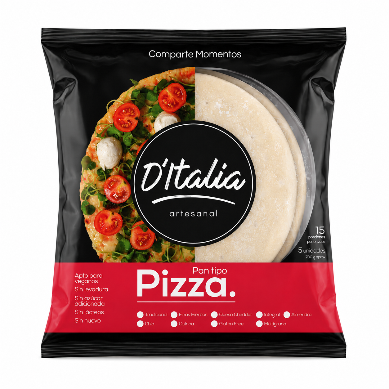 Base de Pizza Tradicional x 5 Unidades